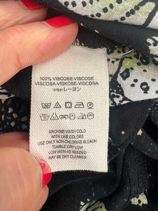 Free People Tuscan Dreams Tunic Dress M Black Floral Boho Mini Festival Flowy - Picture 8 of 10